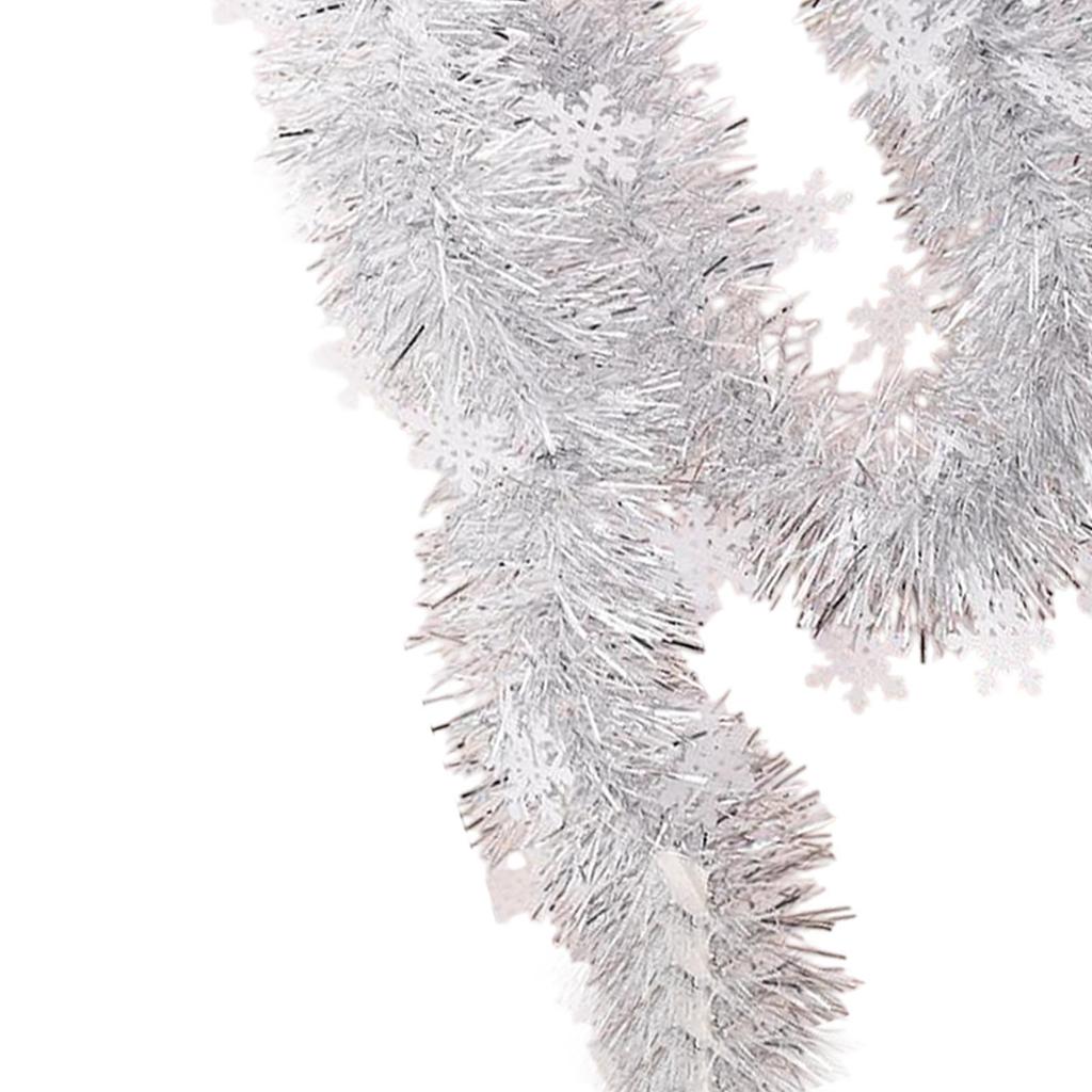 Christmas Tinsel Garland Silver 71 inch Glittering Sparkly Long Xmas Streamer for Birthday Wall Staircase New Year Wedding