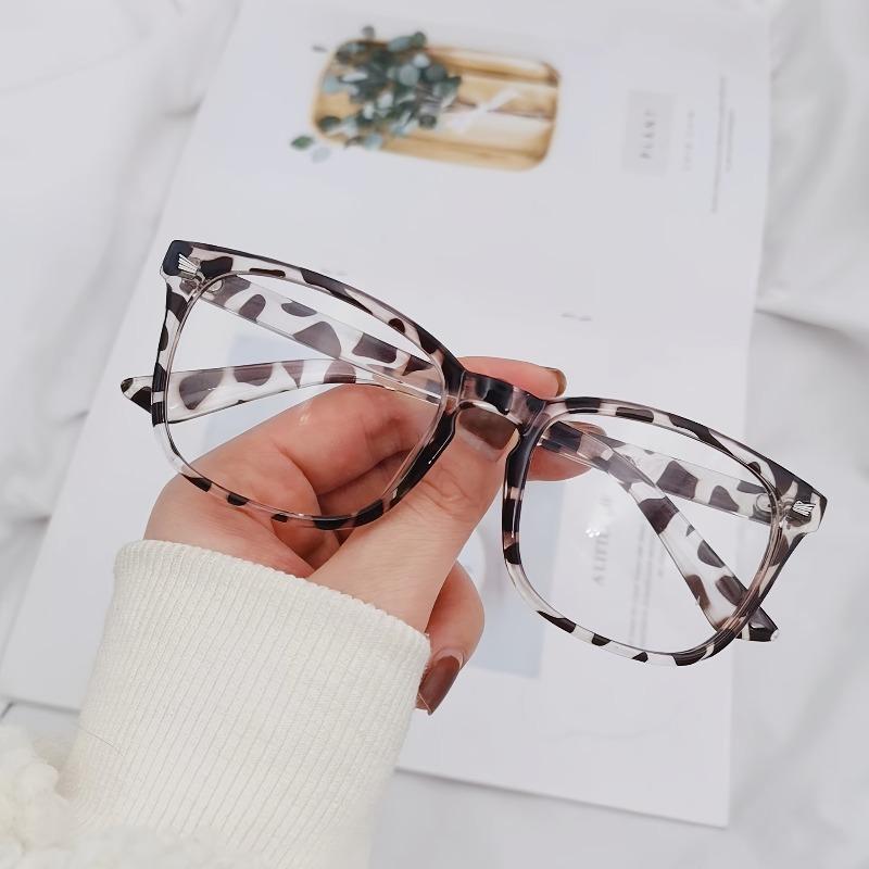 Women's Flat Light Retro Glasses Frame, Women's Square Plain Glasses Frame, Anti Blue Light Glasses