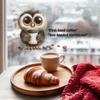 Cartoon Owl Drinking Coffee with Motivational Quote Cafe Wall Sticker Self-Adhesive Removable Decal