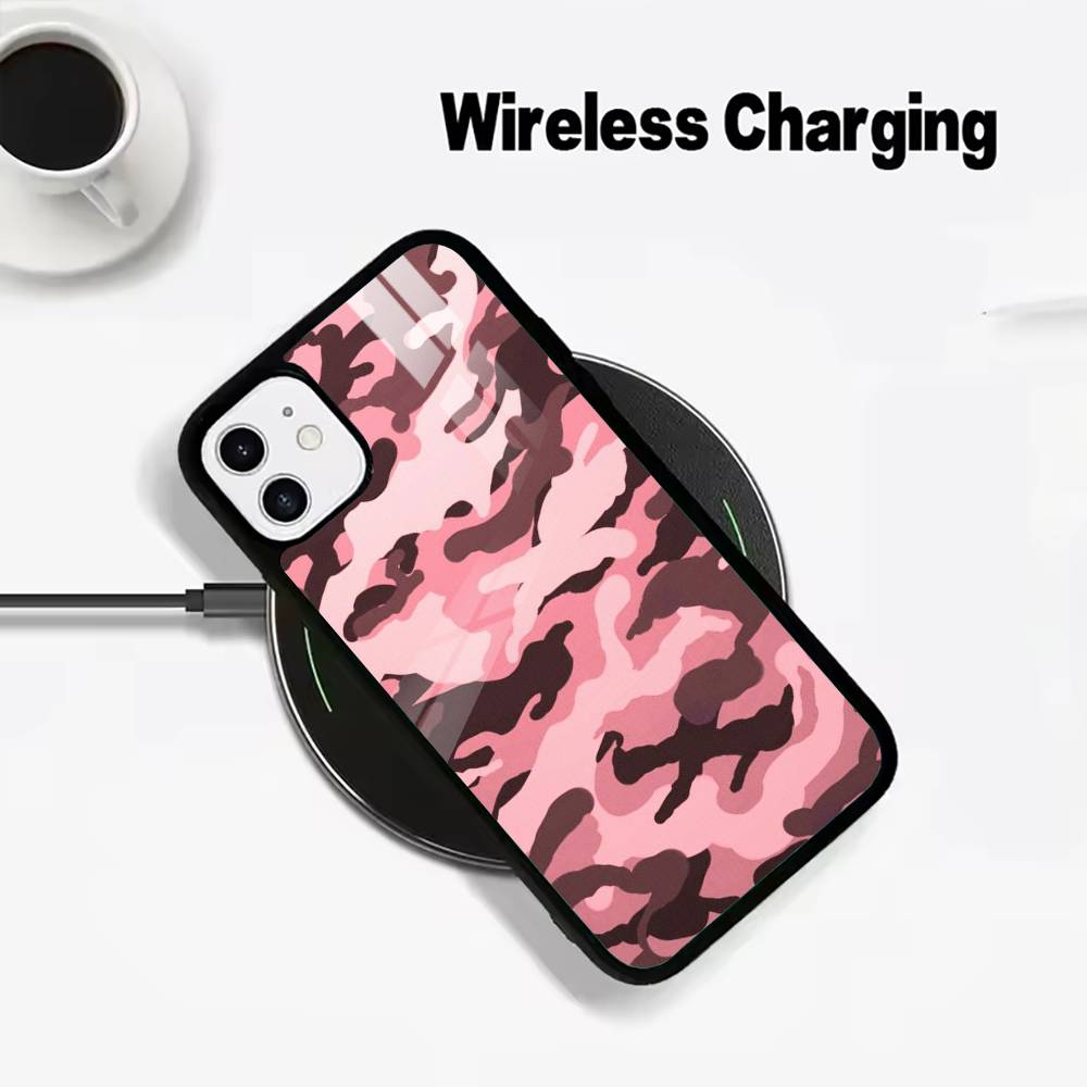 

F-Fashion C-Camouflage Pattern Phone Case For IPhone17 16 15 14 13 12 11 Pro Max 16/15/14Plus Wireless Charger Cover Funda iPhone15