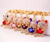 [BERUKO] Soothing, Smiling, Cute Cat, Happy Kitty, Sparkling Stone Keychain (Pink)
