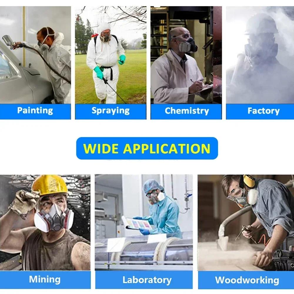 6200 Andningsmask Halv Full Ansiktsmask Damm Gasmask För Industriell Färg Sprutning Kemikalier Organiska Ångor Med Skyddsglasögon Filter Skydd