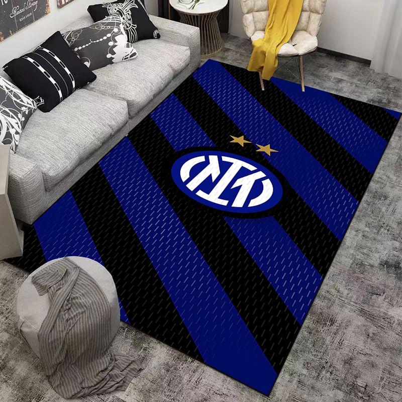 Tapis Rayé Inter Milan Bleu et Noir avec Logo de l'Équipe, Étoiles Convient pour une utilisation comme tapis antidérapant pour salon chambre canapés