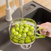 Drain Basket Foldable Handle 2-in-1 Wash Drain Design Kitchen Colander Strainer Storage Bowl Fruit Vegetable Washing Bowl