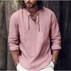 Camicia da uomo Camicia in lino Camicia estiva Abbigliamento da spiaggia Manica lunga Liscia Scollo a V Primavera-Estate Casual Usura quotidiana