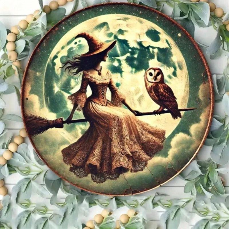 Round Metal Tin Sign Wall Art Home Living Room Office Cafe Decor 20x20cm