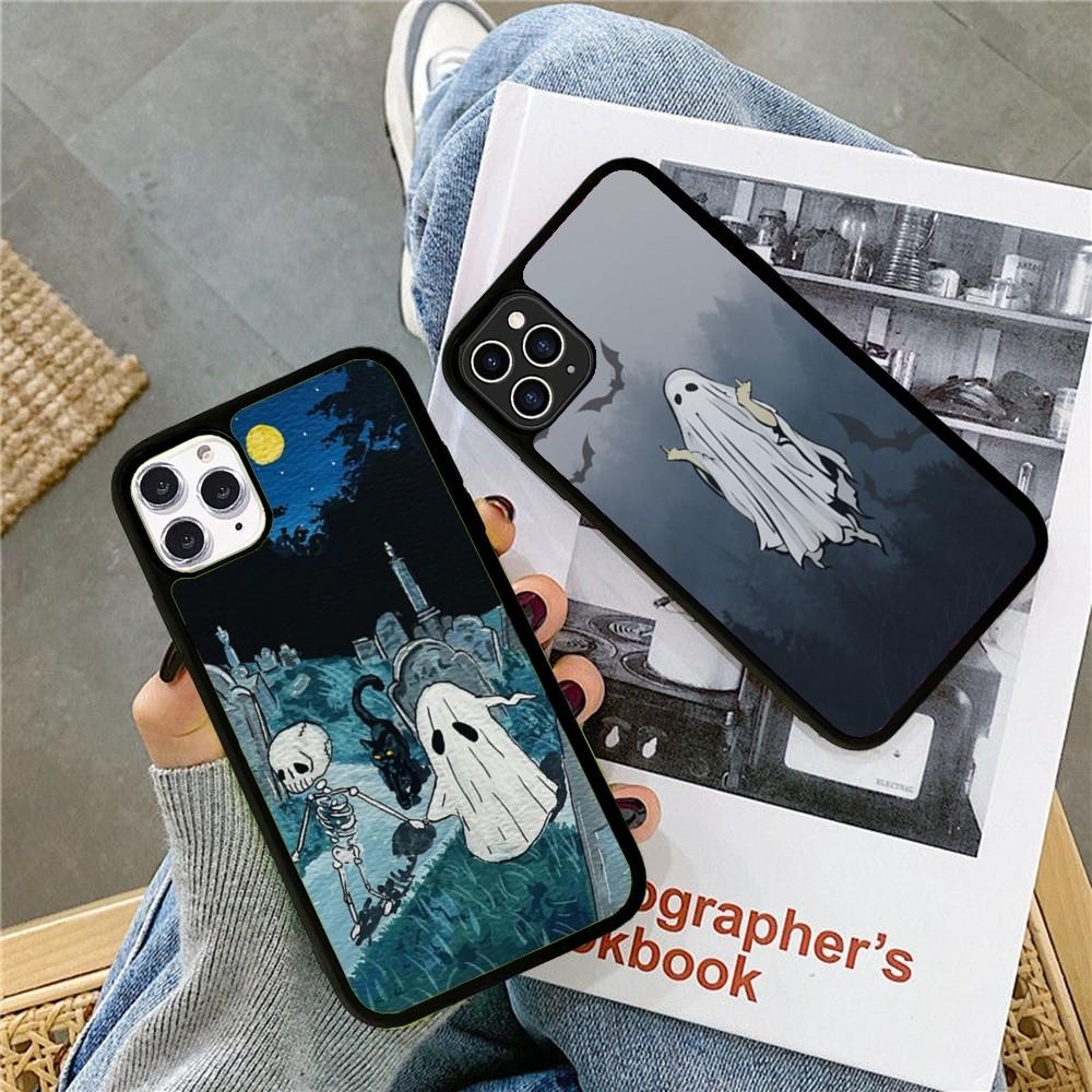 Cartoon Spooky Ghost Phone Case Silicone PC+TPU For For IPhone 11 12 13 14 15 16 Plus Pro Max Cover