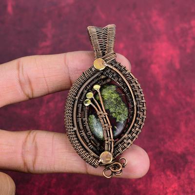 Dragon Bloodstone Pendant Copper Wire Wrapped Pendant Handmade Gemstone Jewelry Brand New Pendant Copper Wire Wrap Jewelry Anniversary Gifts