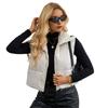 Women's Padded Vest Lightweight Stand Collar Sleeveless Short Warm Vest Drawstring Hem Zipper Closure Casual Gilet for Autumn Winter