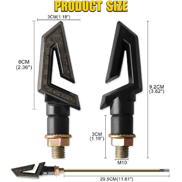DREAMIZER 4PCS Arrow Motorcycle Turn Signals 15 LED 12V Motorcycle Blinkers Indicators Amber Lamp Compatiable for Motorbike Scooter Quad Cruiser Off