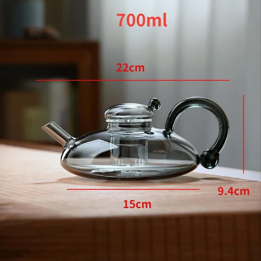 Cute Rat Tail Glass Kettle High Borosilicate Glass Teapot Teacup Set Home Scandinavian Style Brewing Teapot