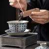 Chinese Retro Blue and White Porcelain Gaiwan Teacup Handmade Ceramic Fair Cup Tea Infusers Household Tea Bowl Portable Teaware
