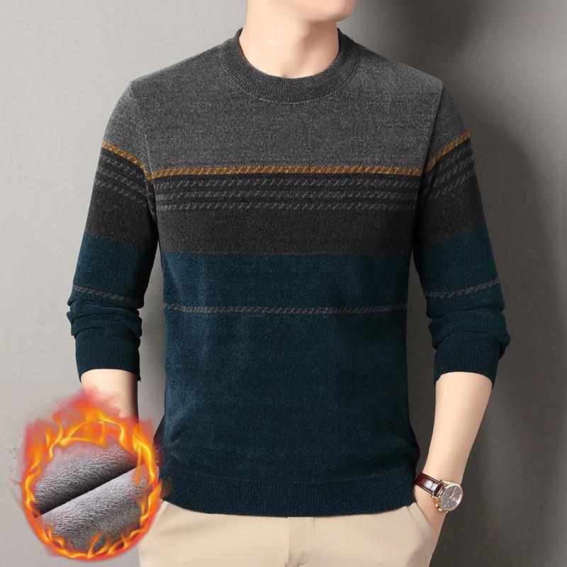 Winter Velvet Chenille Dad-Style Sweater: Warm, Thickened Knitwear for Men