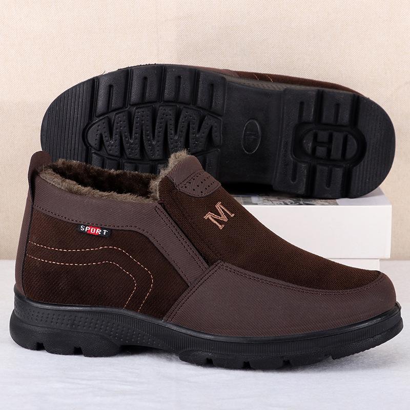 Herren Winter Freizeitschuhe Dicke Sohle Rutschfeste Plüsch Samt Fell Schuhe Stiefeletten Für Männer Winterschuhe Outdoor Schneestiefel Schlupfschuhe