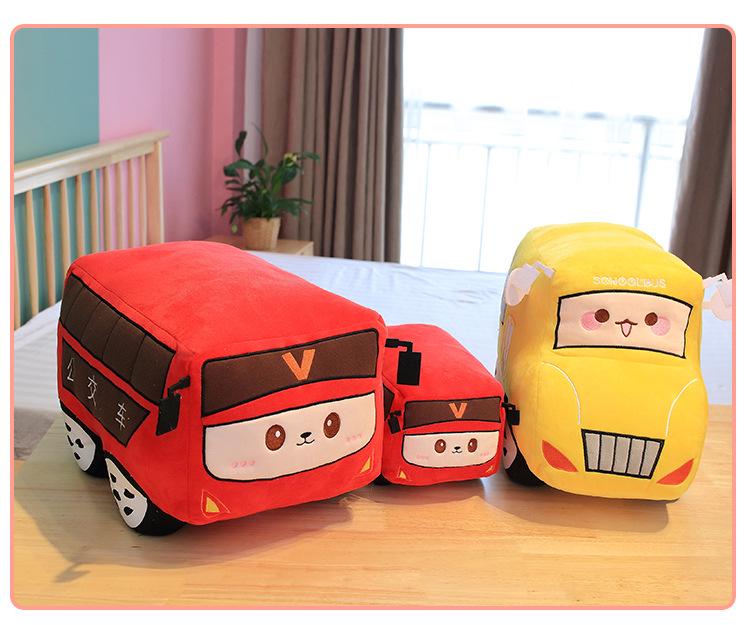 Cartoon Plush Bus Toy Pillow for Kids
