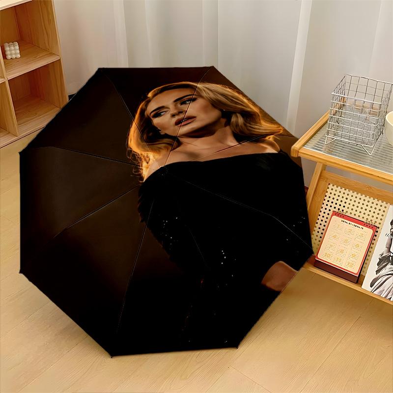 Adele Print 8?Ribs Automatic Umbrella Wind Resistant Lightweight Folding Umbrella For Outdoor Travel