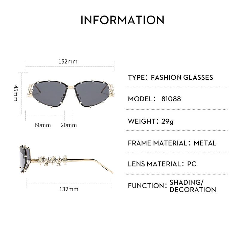 Glasses Punk Sunglasses Oversized Cat Eye Glasses Metal Oversized Oval Shades Frame Vintage Bling Eyeglasses