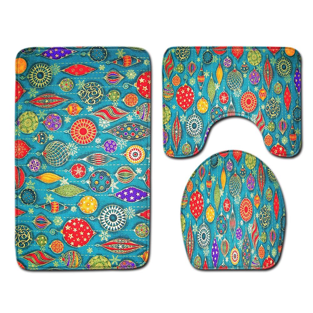 Christmas Bathroom Floor Mat Toilet Three-Piece Set
