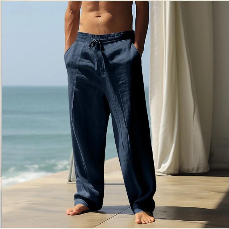 Completo Estivo Lento da Uomo Hombre Elegante Casual Coulisse Vita Elastica Gamba Dritta Traspirante Pantaloni da Vacanza