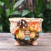 Mushroom Stoneware Succulent Flower Pot Living Room Decoration Planter Vintage Handicrafts Bonsai Pots Fairy Garden Personality