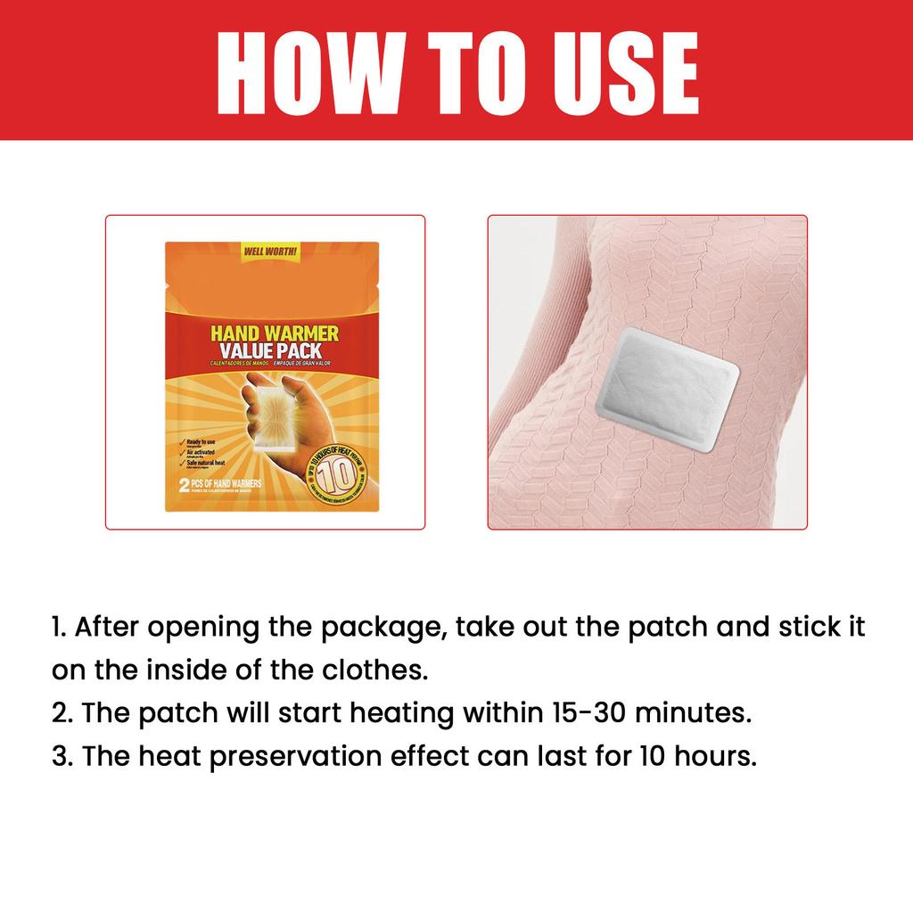 Hand Warmer Pack of 40 Portable Heat Pouches Warming Patch Warm Body Patch for Cold Weather Relief Outdoor Sports
