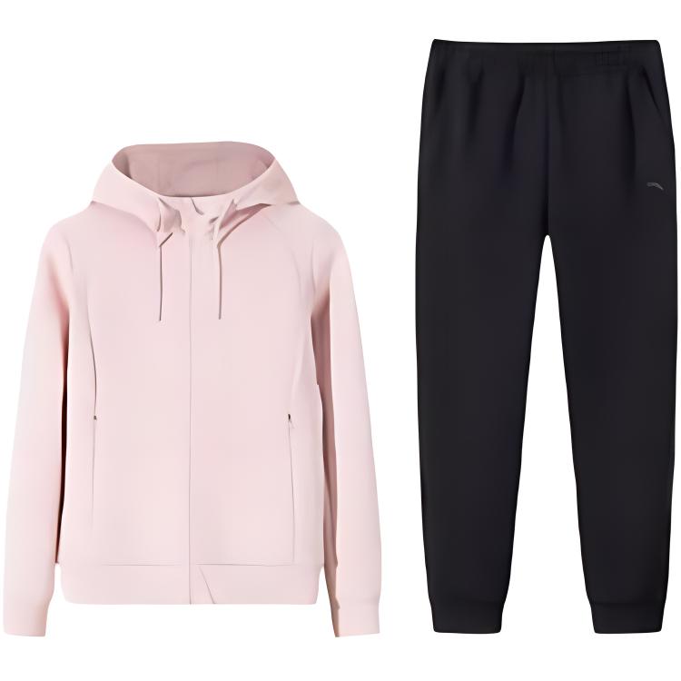 

Anta Solid Color Hooded Fitted Cardigan Straight Leg Simple Versatile Long Pants Fitness Set Women activewear 962517201-2 XXL