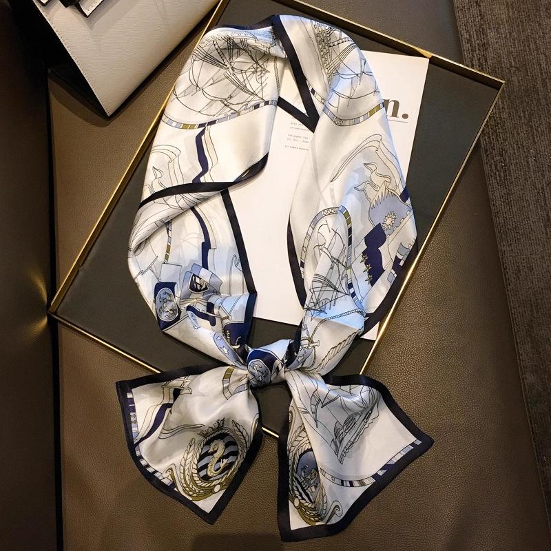 Natural Real Silk Scarf Women Bandana Scarves Wrap Kerchief Mulberry Spring Fashion Luxury High Quality Hijab 14*145Cm