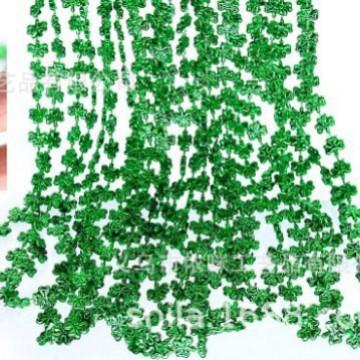 St. Patrick's Day Necklace Irish Clover Bead Chain Festival Party Jewelry Women's Lucky Green Pendant