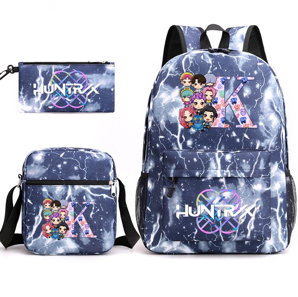 3Pcs/set 26 English Letter Printed Large Capacity Bookbag Backpack with Shoulder Bag Pencil Case for Teenager Student Boy Girl School Bag Kid Gift