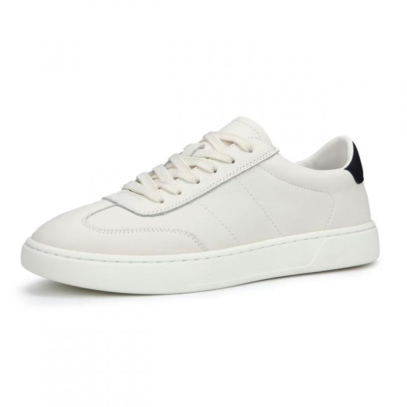 Cross-Border By Korean Version Trend Summer New Breathable White Platform Leather Casual Sports Shoes White Shoes Men'S Board