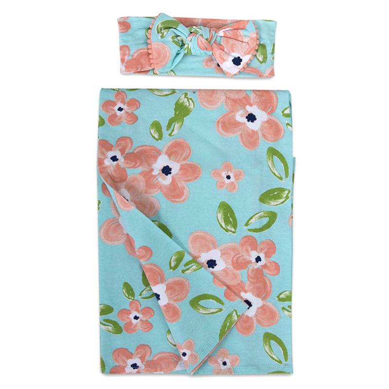 2 Teile/satz Neugeborenen Baby Empfang Decke Stirnband/Hut Baumwolle Swaddle Wrap Handtuch