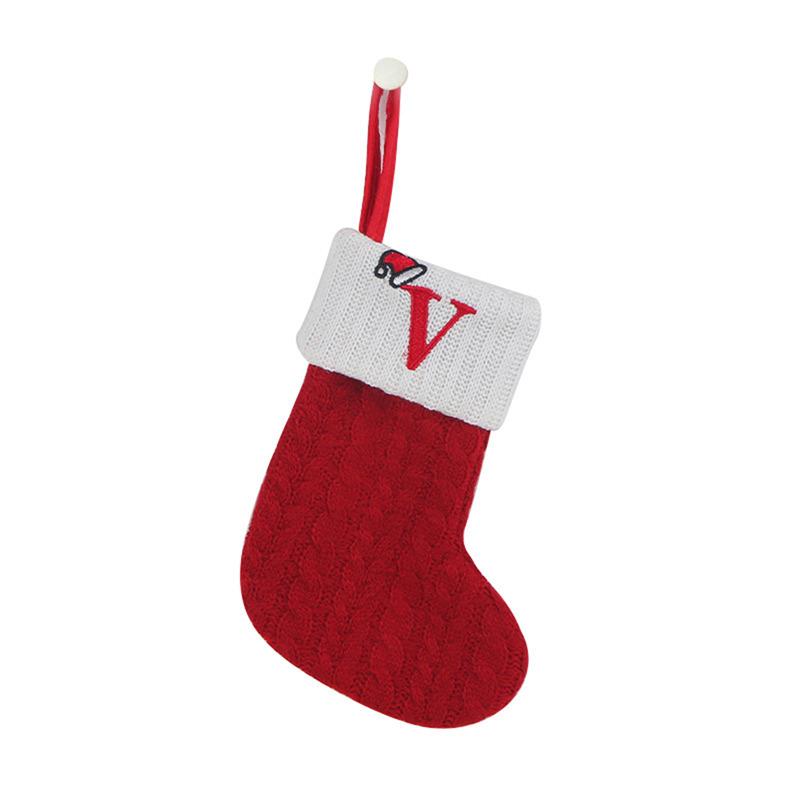 Christmas Socks Knitting Snowflake Letter Stocking Christmas Decoration For Home 2025 Xmas Tree Ornament Gift Navidad Natal 2025
