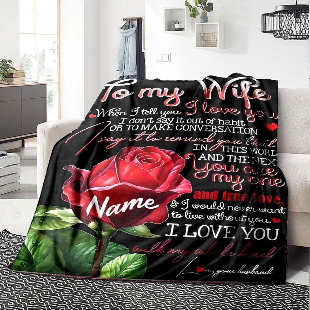 Love Letter To My Wife Throw Personalized Blanket Customize Text Soft Cozy For Sofa Couch Office Bed Picnics Ideal For All Seasons Stylish Decor Gifts