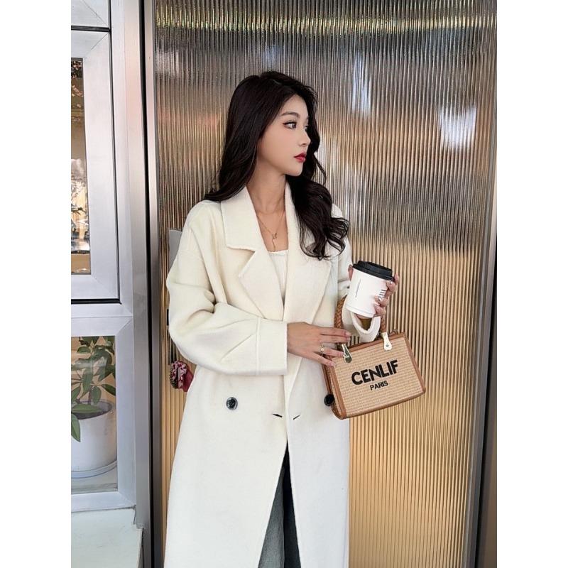 

Новое осенне-зимнее двухстороннее шерстяное пальто длинное корейское свободное повседневное шерстяное пальто M белый