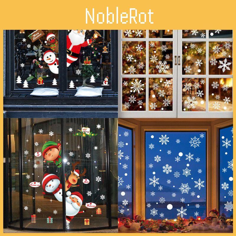 Removable Pvc Christmas Window Stickers With Snowflakes And Merry Christmas Designs