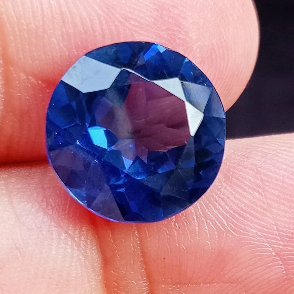 Natural Blue Sapphire Round Ceylon 10-11 Ct Certified Fabulous Loose Gemstone