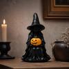 Halloween Witch Figurine Holding Pumpkin Resin Decor for Fall Home Shelf Table Ornament
