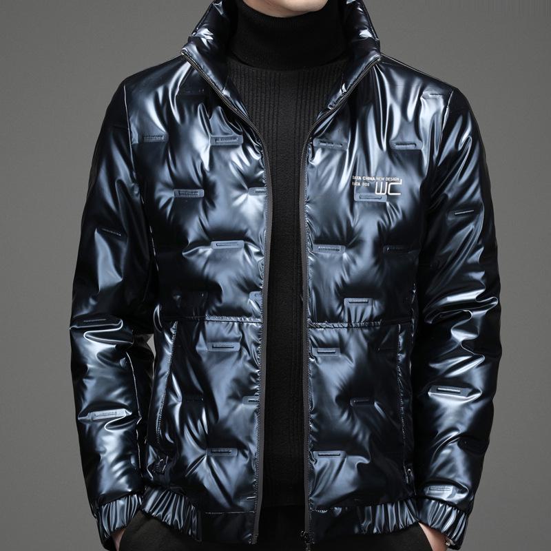 

Hengyuanxiang 2025 Glossy Winter White Duck Down Men s Stand Collar Jacket 4XL 195 синій