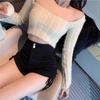 2024 Women's High-Waist Black Drawstring Shorts: Sexy, Versatile, and Trendy for Spring and Autumn