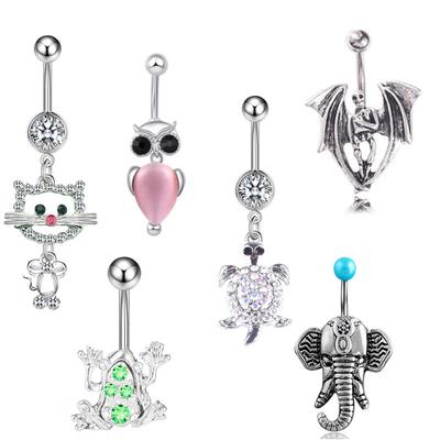 Modische Nabelnagel-Persönlichkeitstrend-Tierpunktion aus Edelstahl, dekorative Frosch-Diamant-eingelegte Nabelschnur-Dekoration