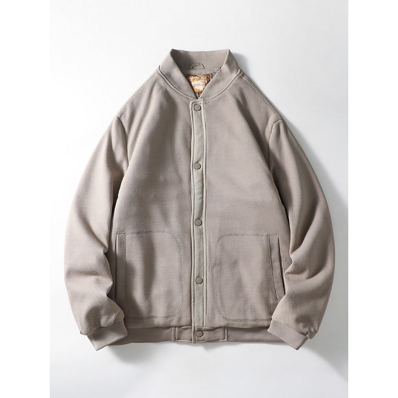 American-Style Waffle Cotton Jacket, Autumn and Winter Men s Thickened Baseball Jacket, Export Quality Short Cotton Coat Kakh 4XL