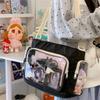 Preppy Style Large Capacity Shoulder Crossbody Bag Women Transparent Messenger Satchel Tote Book Bag Transparent Bar Pain Pack