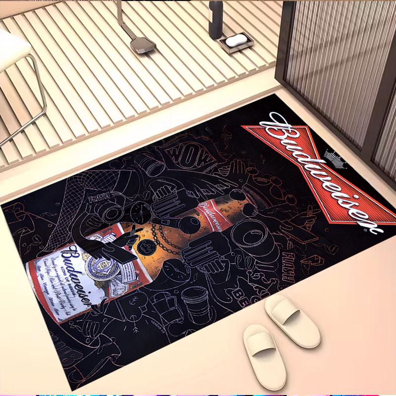 Budweiser Print Rug, Washable Floor Carpet, For Entryway Dorm Laundry Room Office Study, Home Decor Birthday Christmas Gift