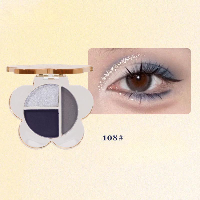 Fard de ochi tăiat, paletă fină de fard de ochi cu flori sidefate strălucitoare, machiaj avansat de culoarea pământului