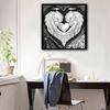 New Arrival 5D DIY Full Circle Diamond Painting "Black and White Feather Heart" Embroidery Cross Stitch Home Decor Gift