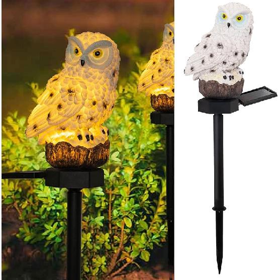 Dazzle Bright 2 Pack Owl Figure Solar LED Lights, Resin Garden Waterproof Decorations with Stake for Outdoor Yard Pathway Outside Patio Lawn Decor to