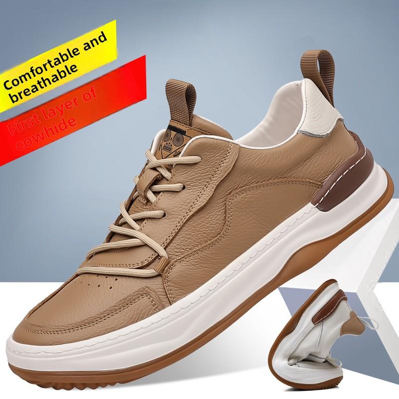 Mens Leather Shoes Genuine Cowhide Breathable Casual Clown Sneakers Fashion Footwear