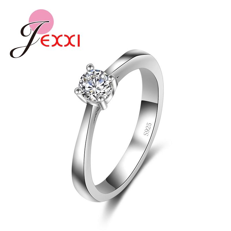 Weddding Bijoux Rings Simple Elegant Design Silver Color CZ Engagement Rings For Women 9