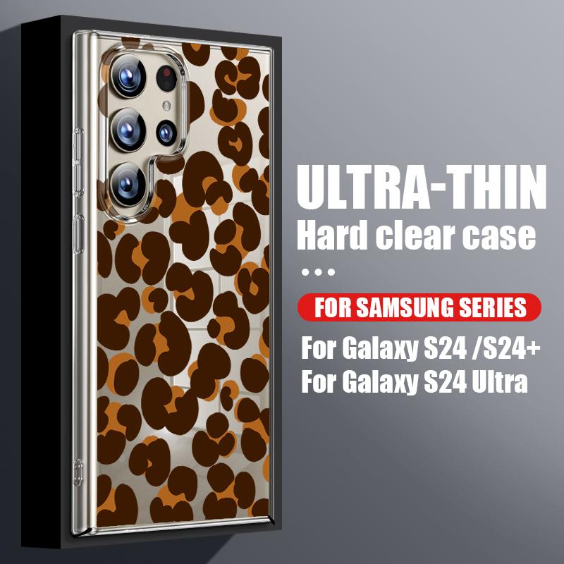 Leopard Print Pattern Clear Phone Case For Samsung Galaxy S26 S25 S24 S23 Ultra S22 Plus S25 FE A56 A36 A26 A55 A54 A15 PC Cover