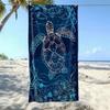 Neon-Linien-Meeresschildkröte Mikrofaser Strandtuch, Dunkelblau Meeresleben Badetuch, Ästhetische Mystische Tier-Reisedecke für Damen
